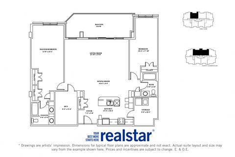 The Cliffs at Dellridge 2-bedroom, 2-baths layout variation E in Bedford, NS